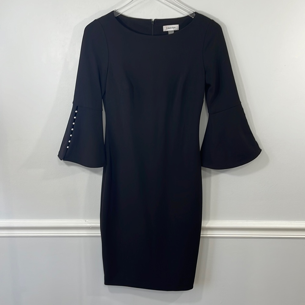 Calvin Klein Black Stretch Sheath Dress sz 2